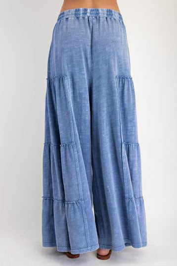 Mineral washed tiered pants