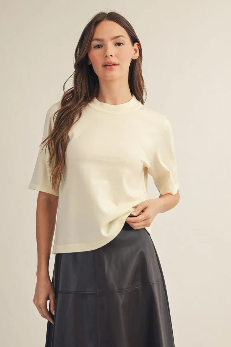 Half sleeves round neck comfy sweater top
