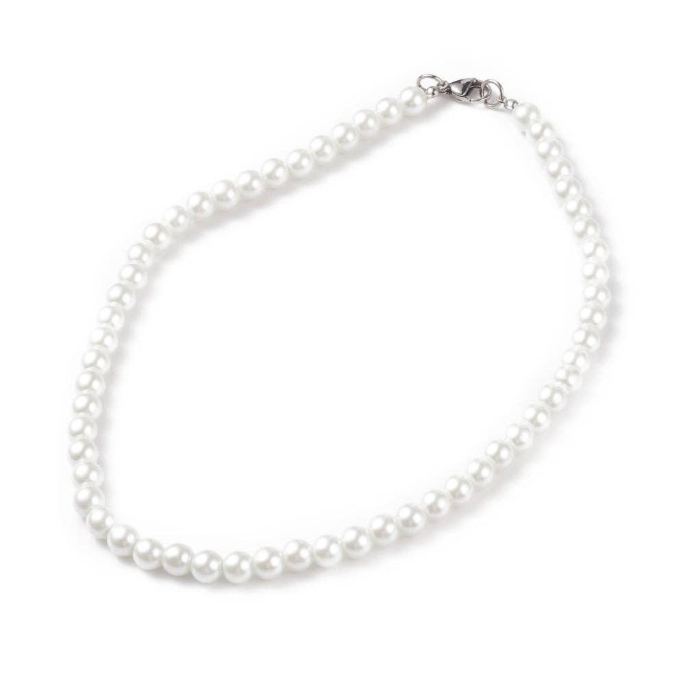 **Glass Pearl Collar Necklace Wedding Collection 259v