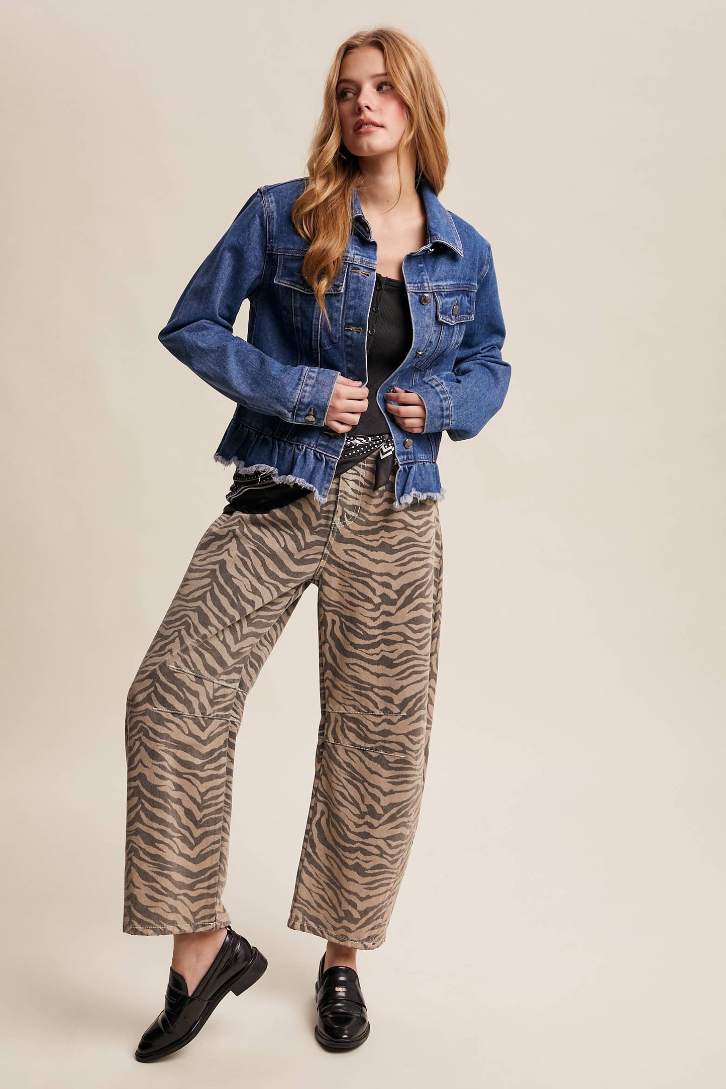 Ruffled Hem Denim Jacket LJ0236