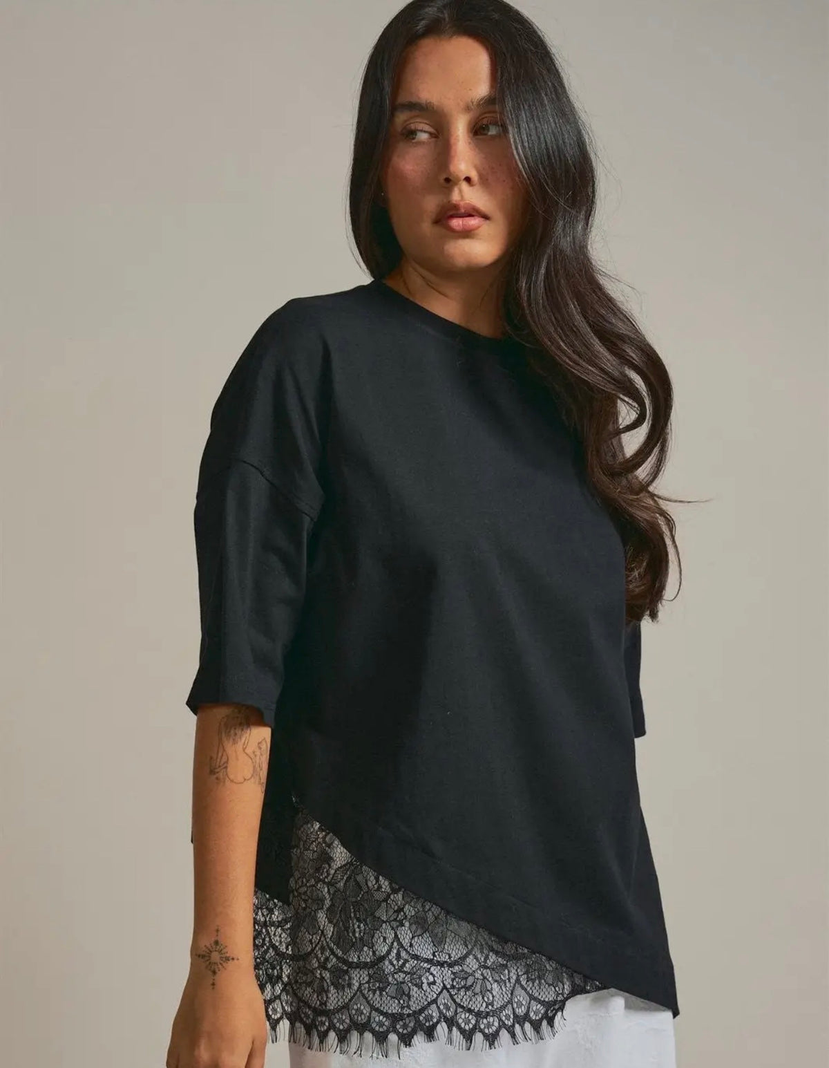 Black Lace Siding Tee