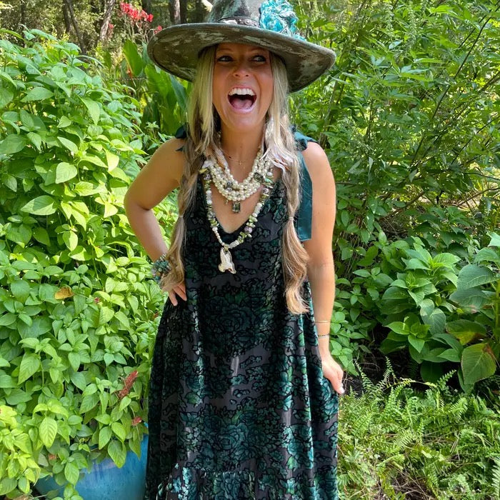 Blue hues velvet dress