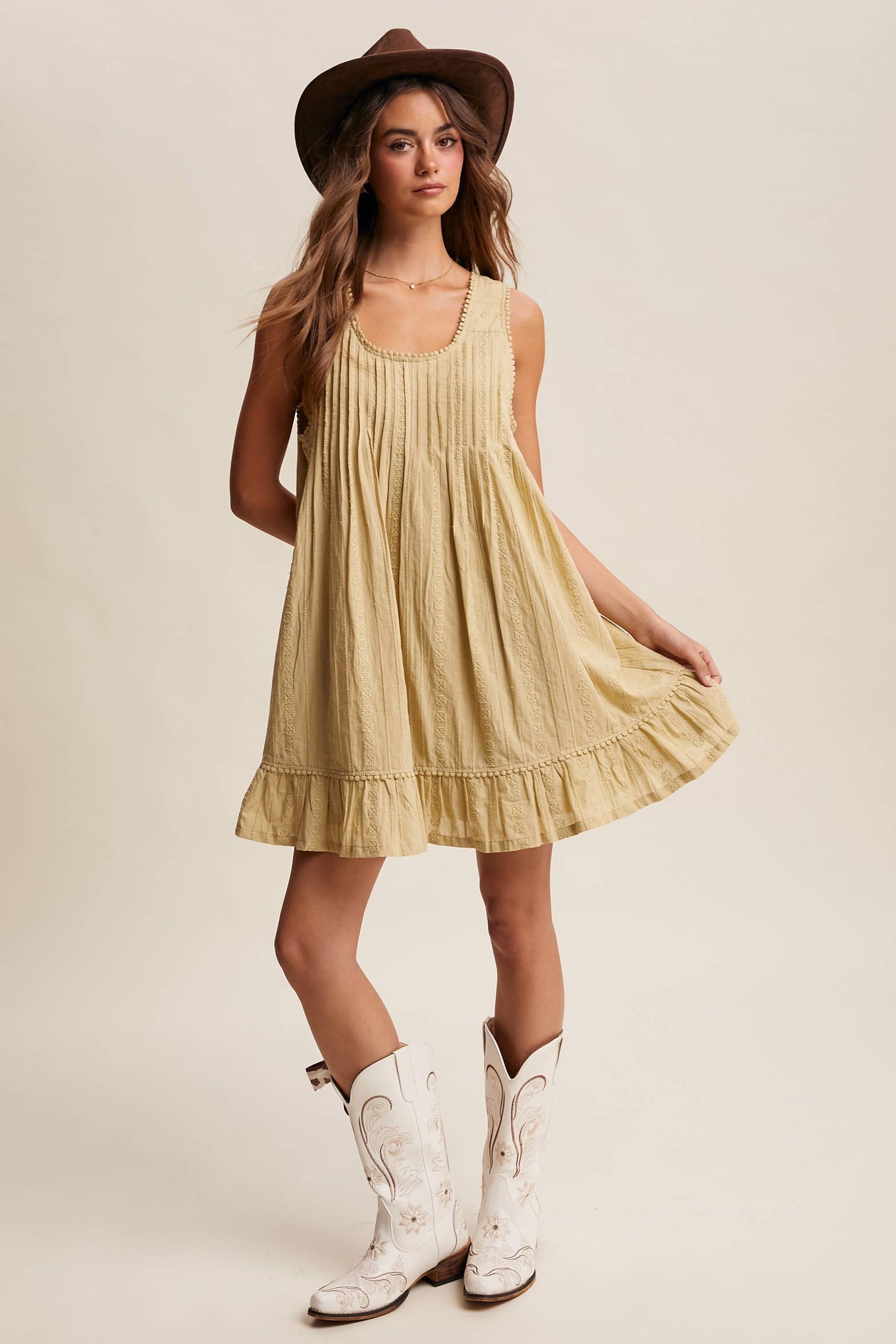 Textured Pintuck Mini Dress LD1599