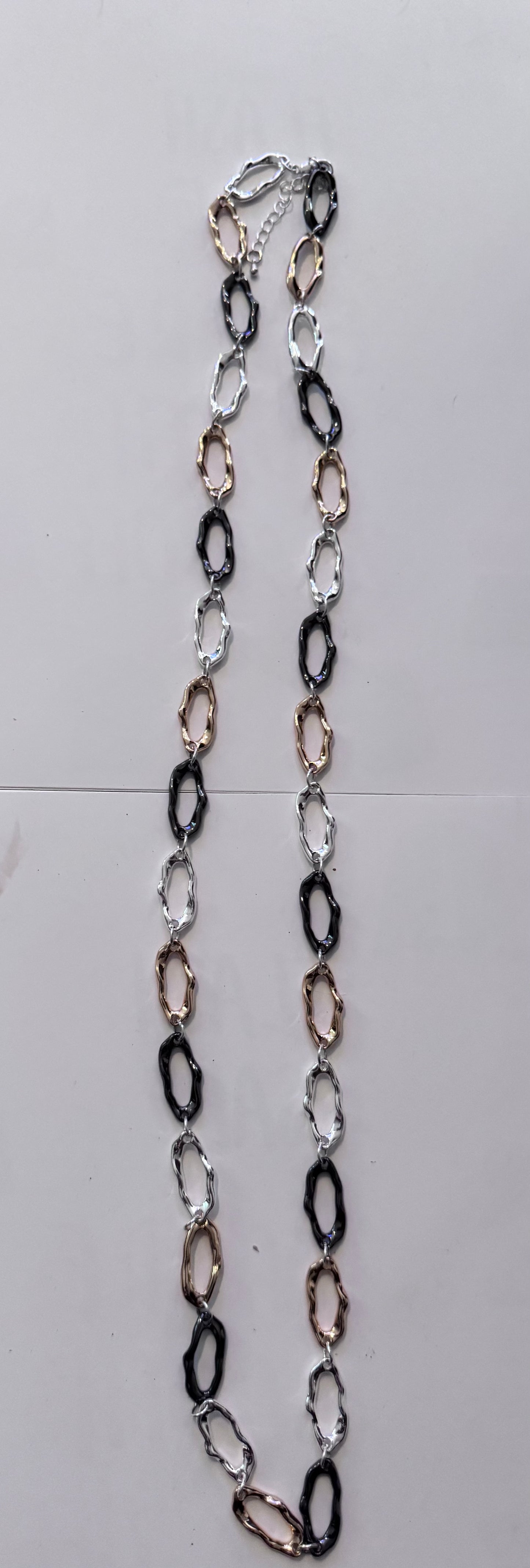 Multi Metal Long Chain Necklace