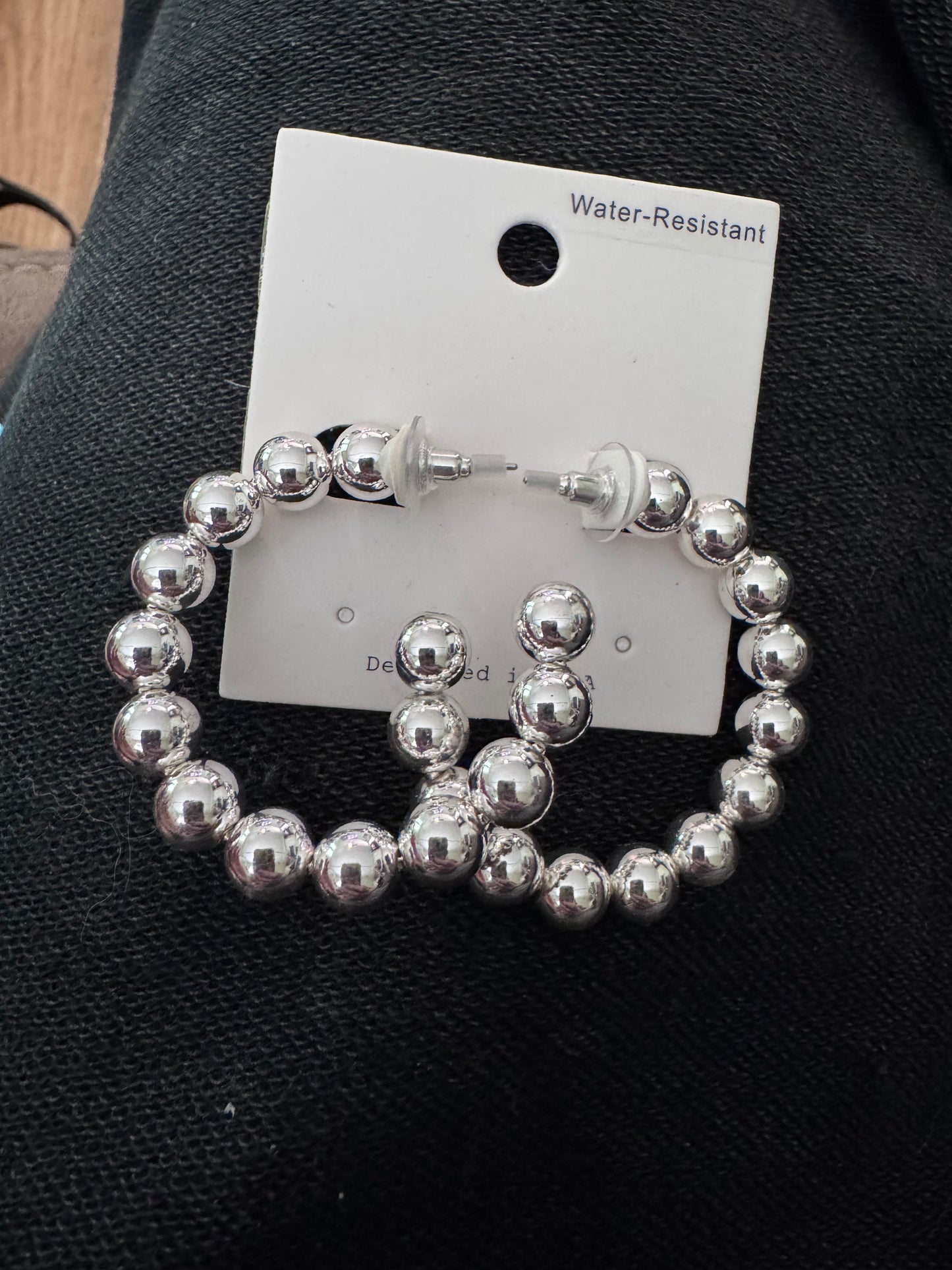 Silver Ball Hoop Earrings