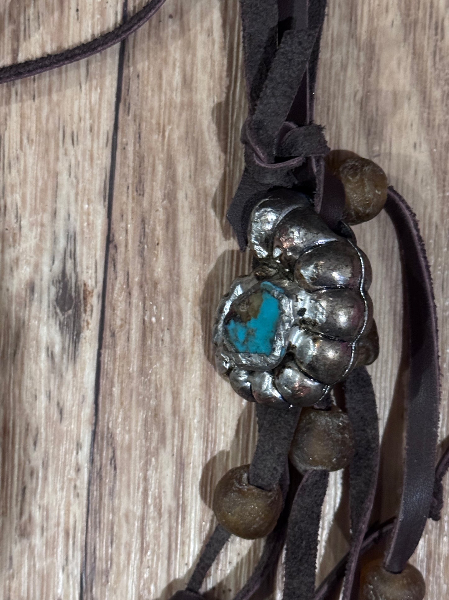 ARB’s Braided Leather with Silver/Turq. Pendant
