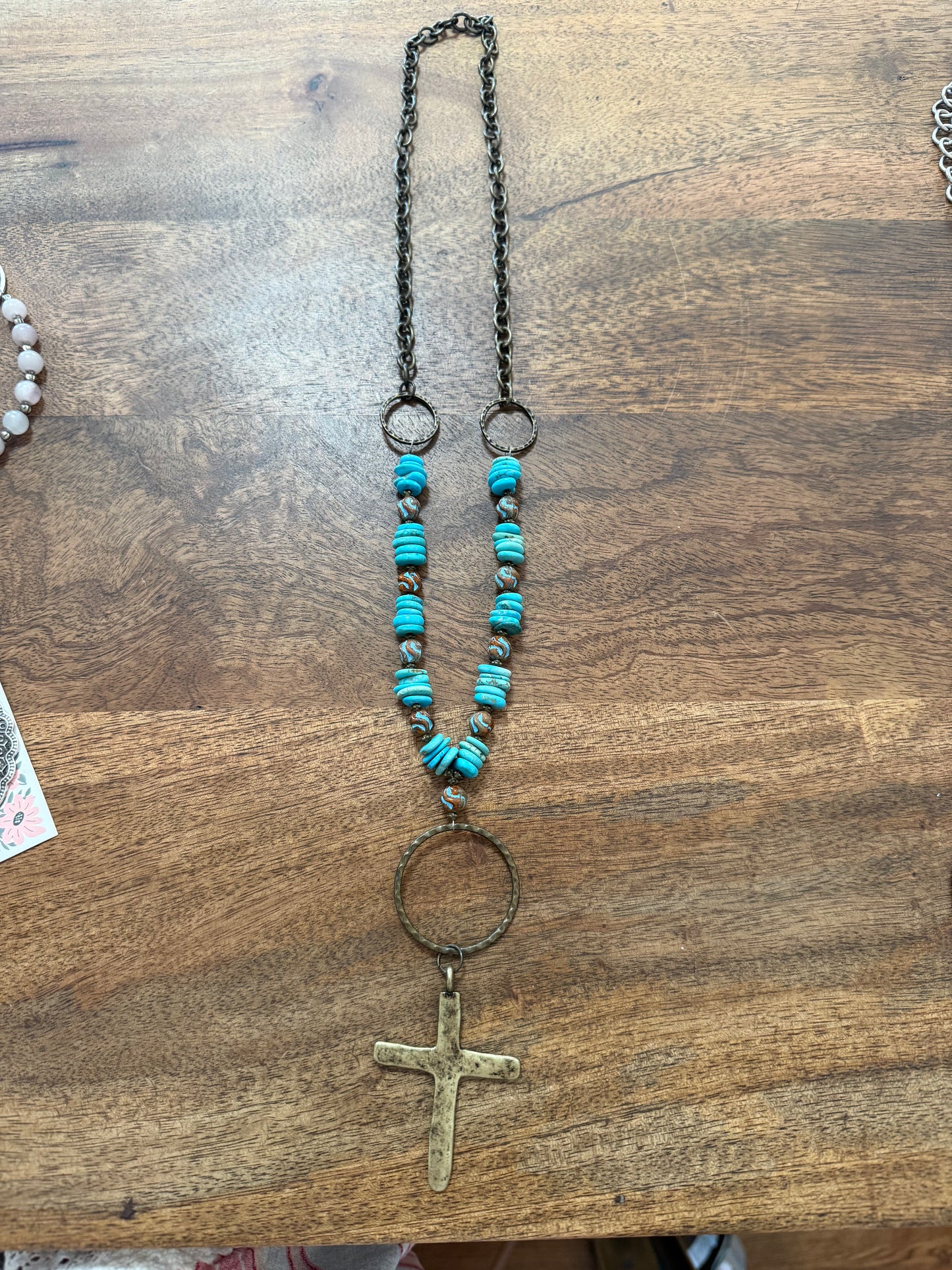 Turquoise cross necklace