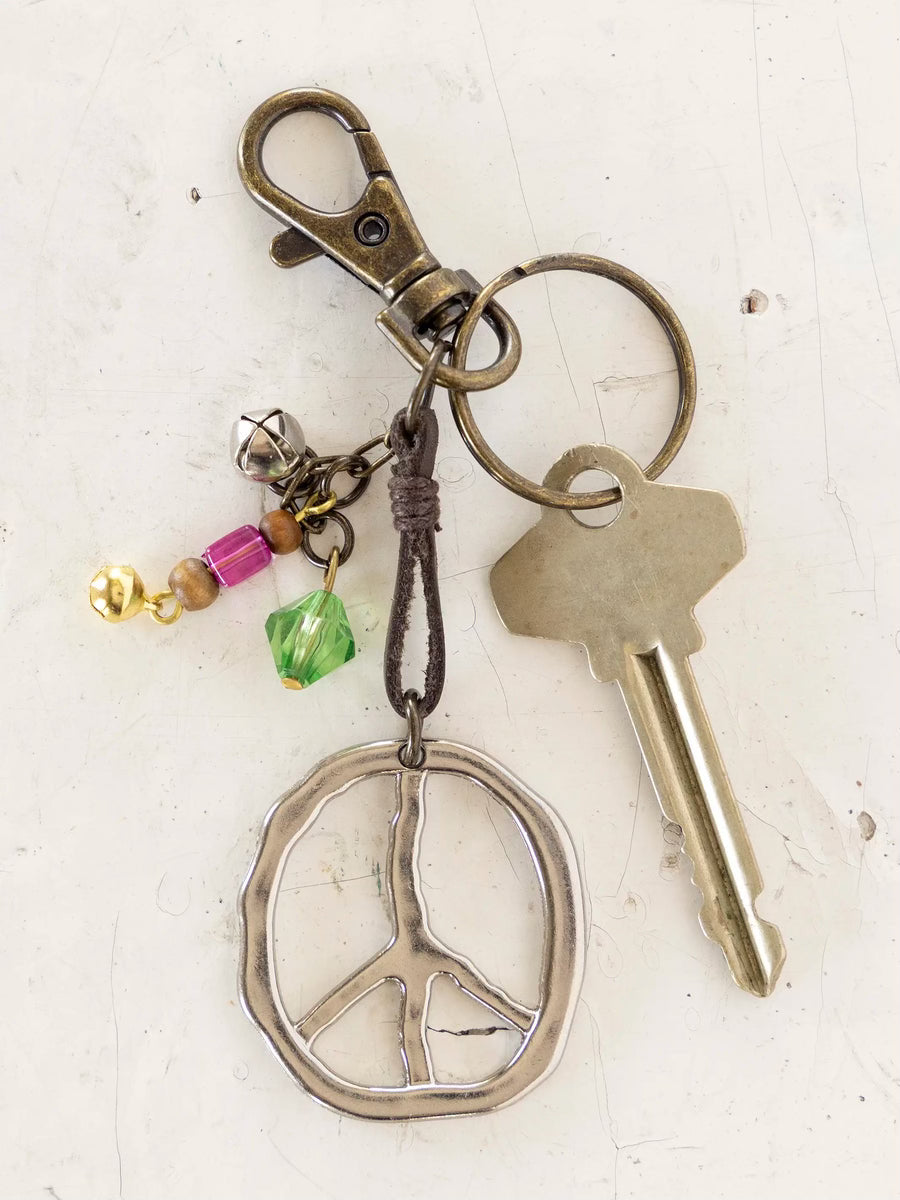 Natural life peace sign keychain