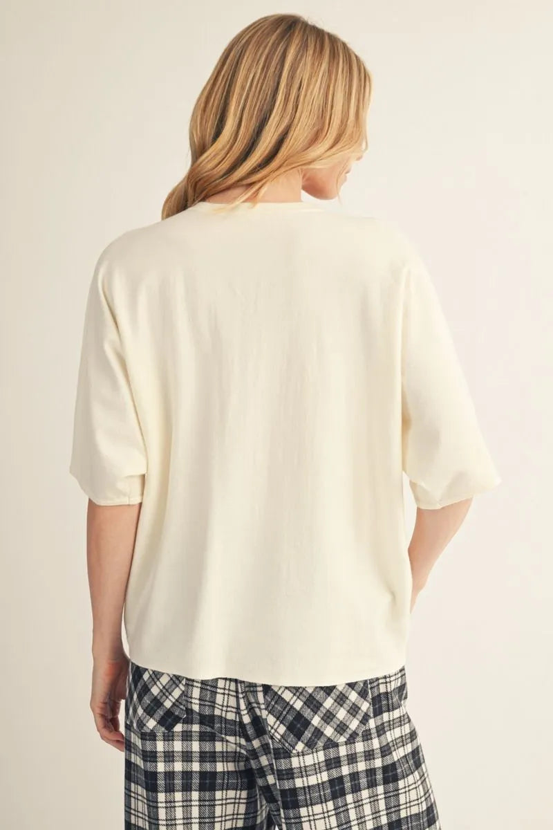 Drop Shoulder Lightweight Sweater-Ivory