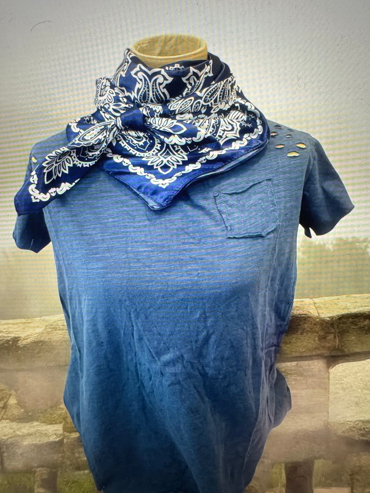 Rare Bird tattered tee blue