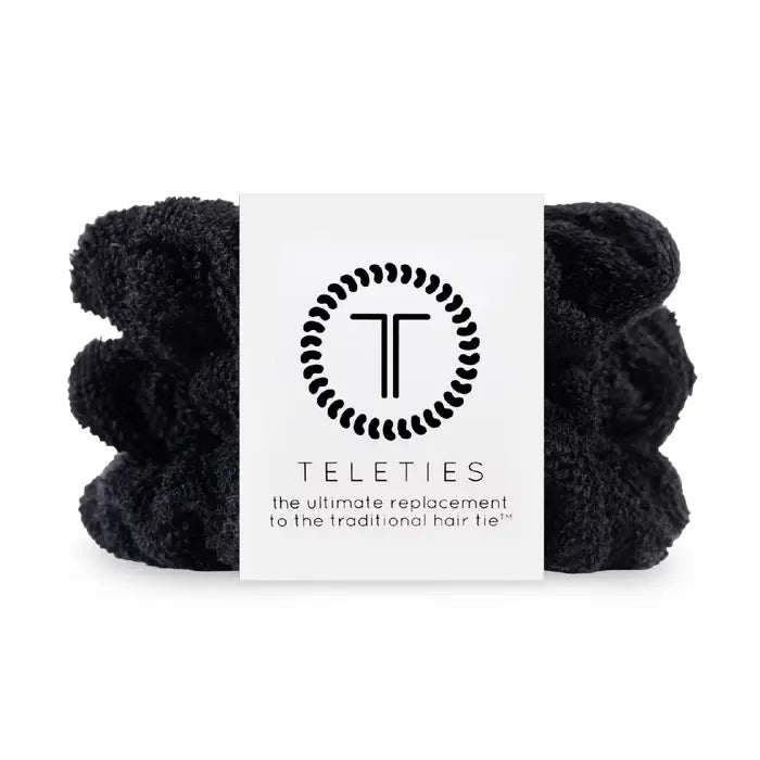 Terry cloth hair scrunchies / large / jet black