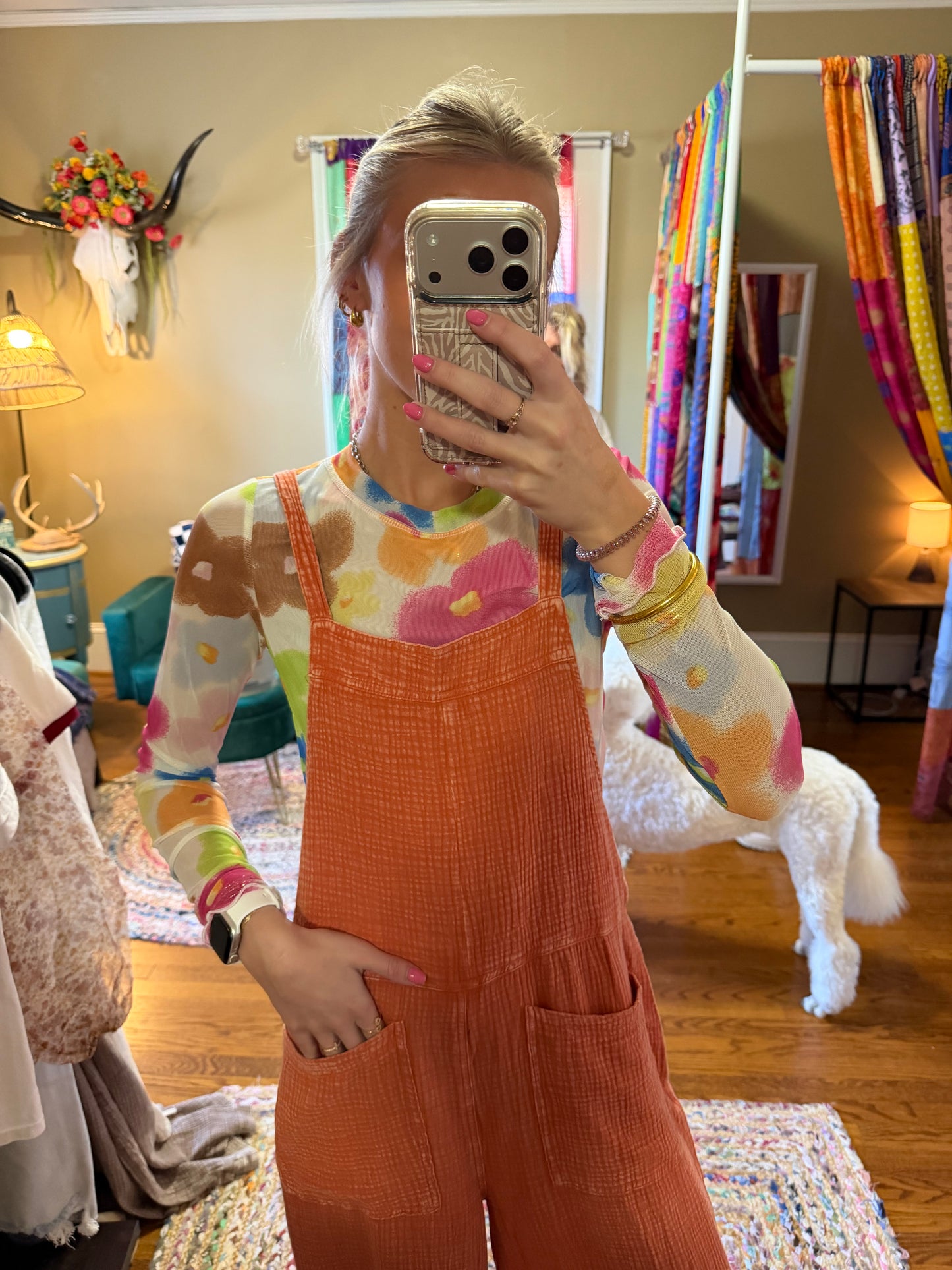 Washed cotton jumpsuit