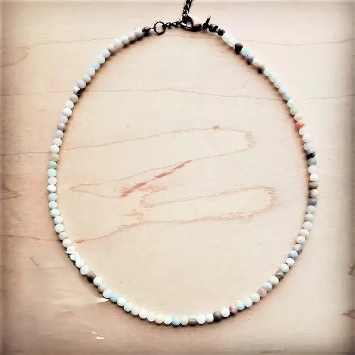 Frosted collar length beaded necklace