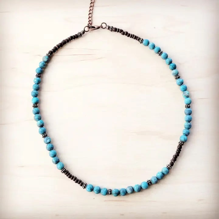 Natural America turquoise beaded collar necklace
