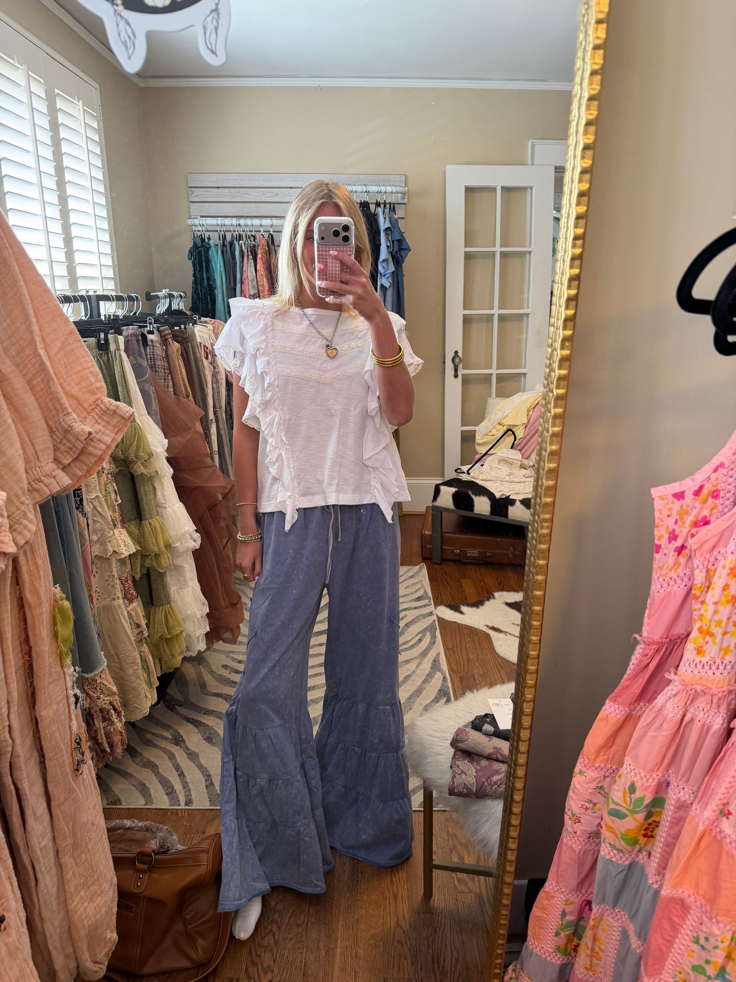 MITTOSHOP blue flowy pants with star