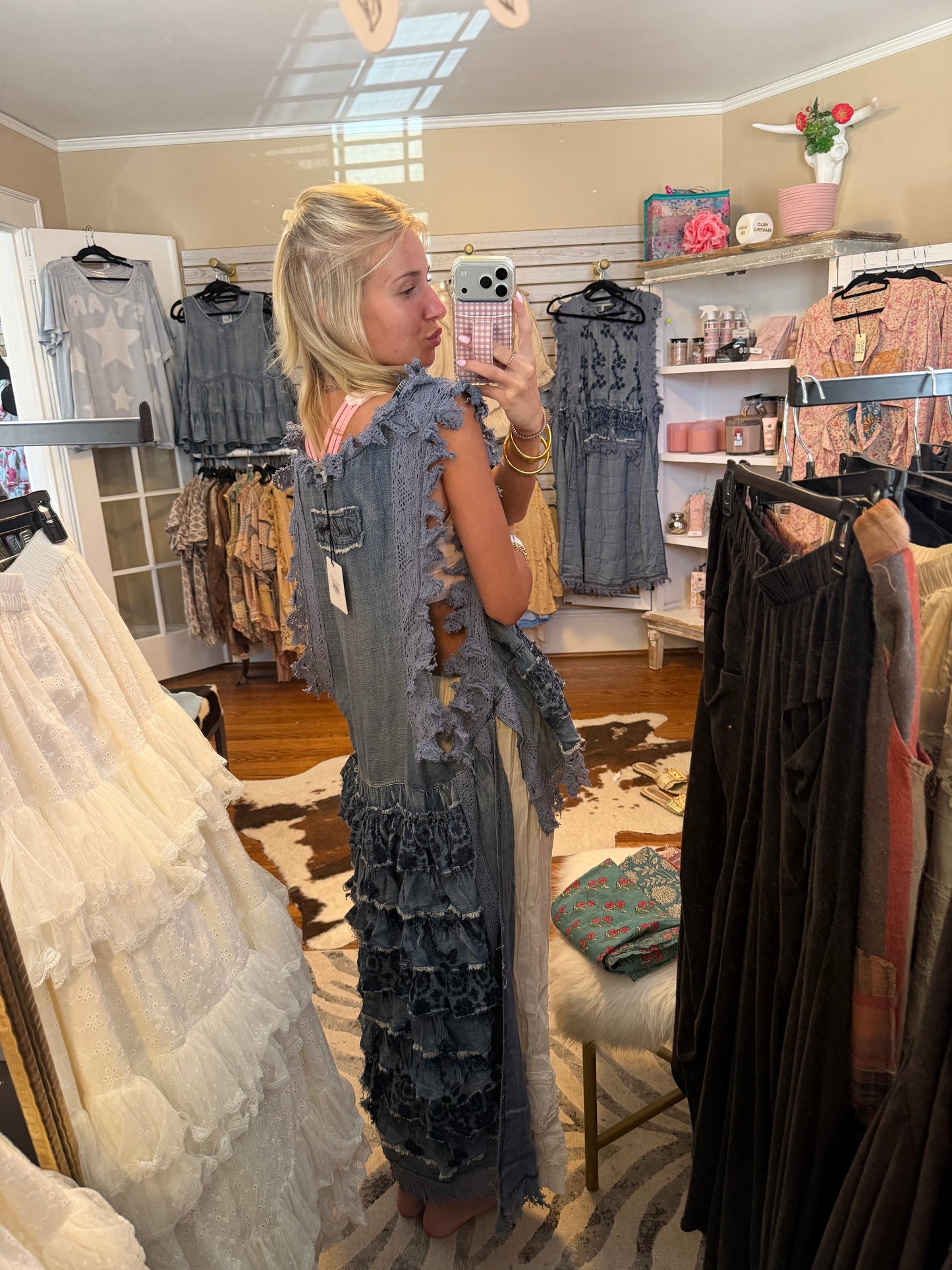 Ruffle Up Hi-Lo Top - Chambray