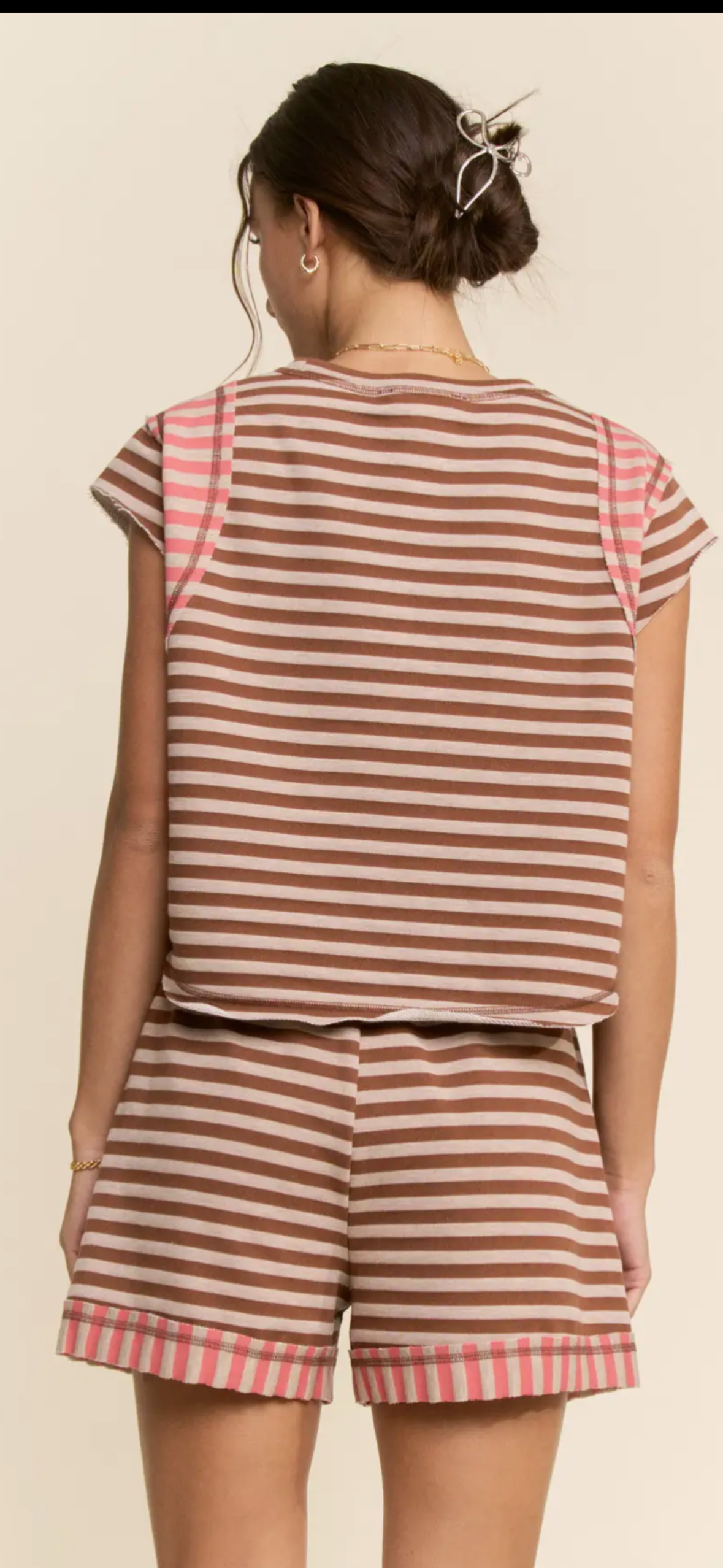 Davi & Dani multi striped mixed short pants set