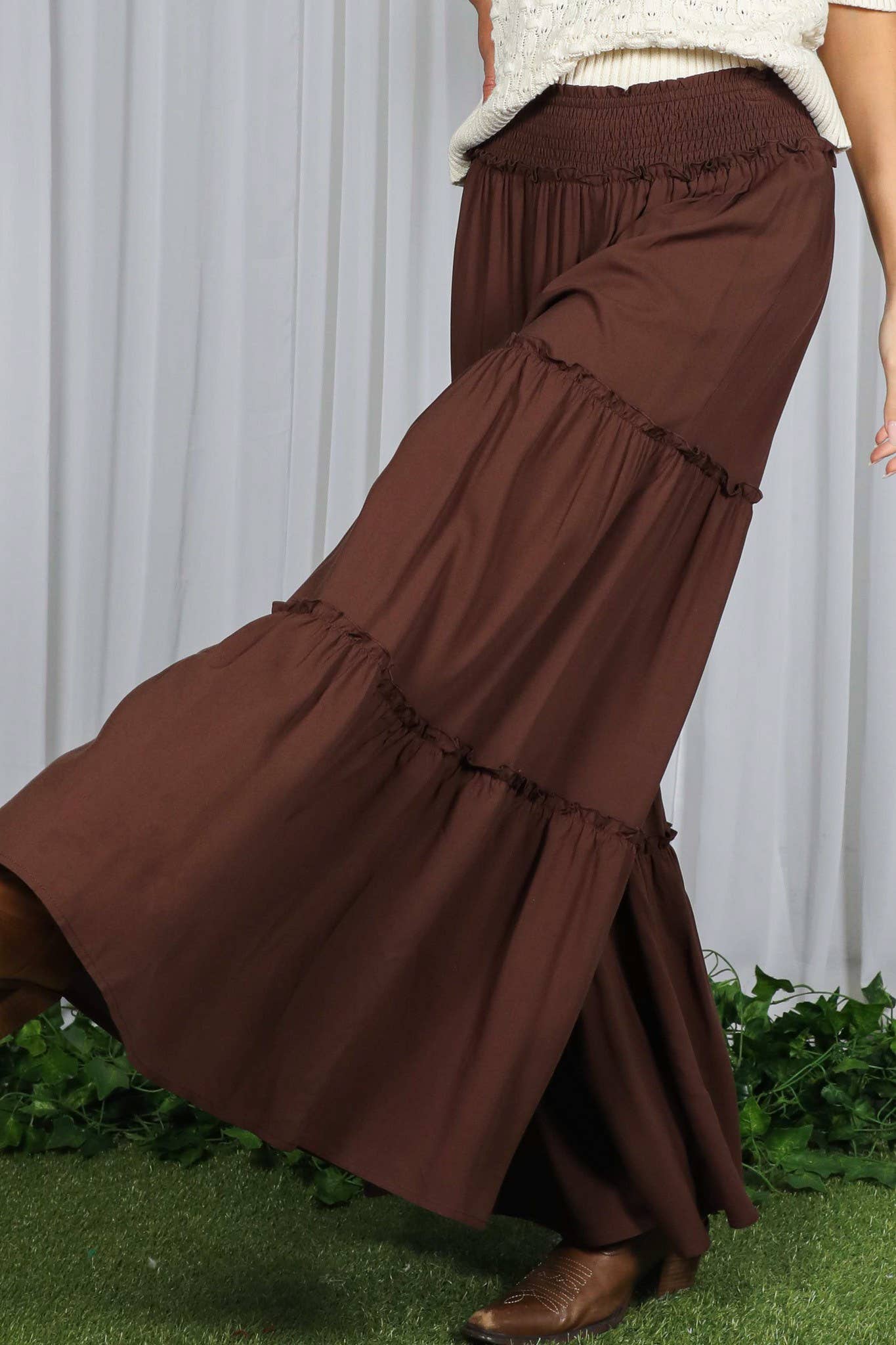 Maxi Tiered Wide Leg Beach Palazzo Pants VP73052
