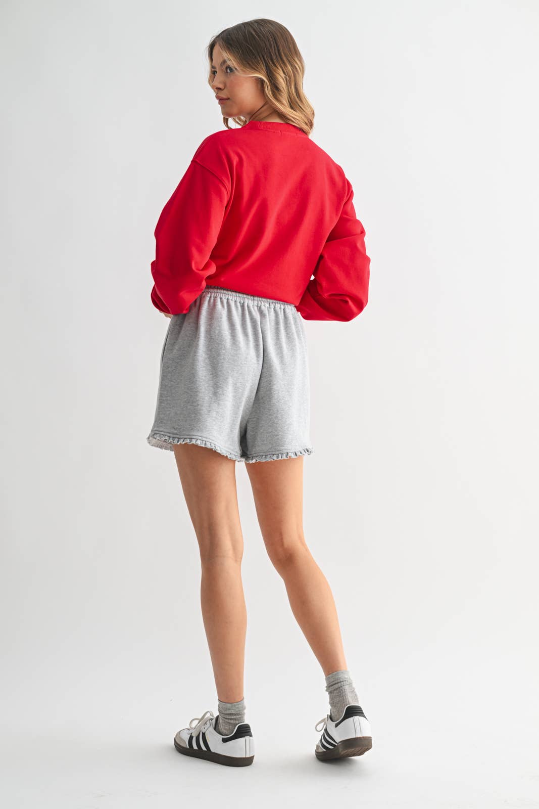 RUFFLE DETAIL KNIT SHORTS / WL25-11334