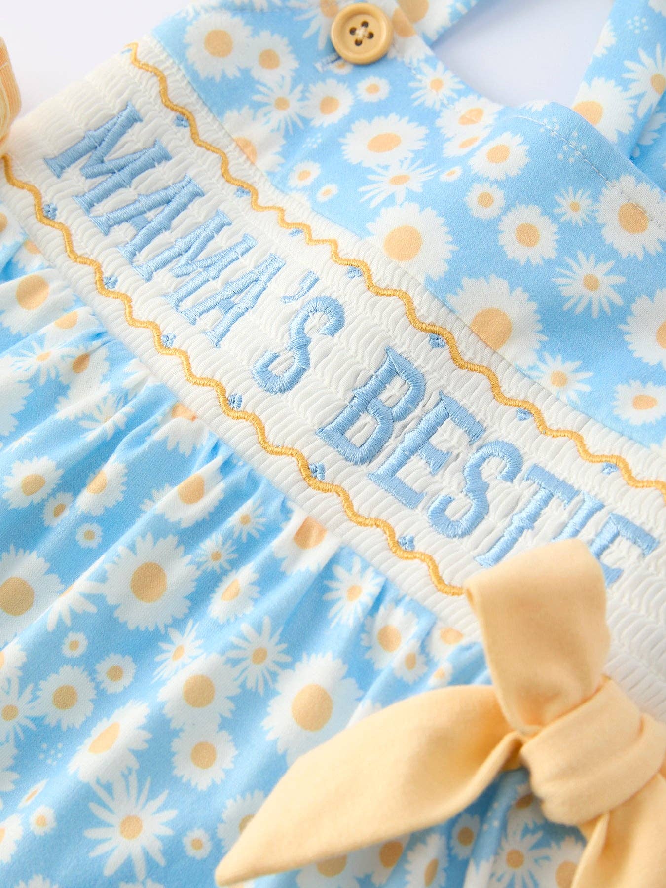 "MAMA'S BESTIE "Daisy Smocked Ruffle Dress: