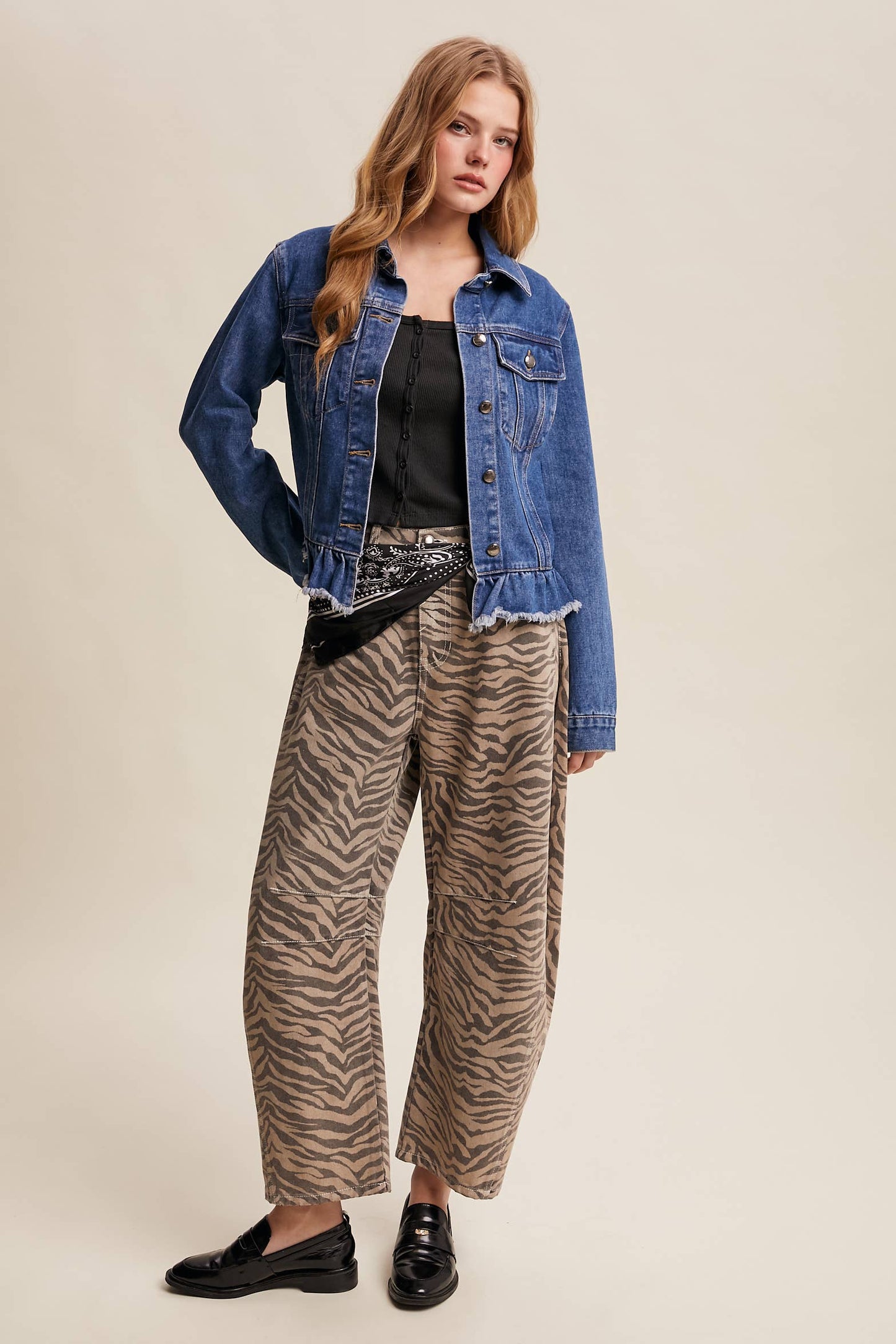 Ruffled Hem Denim Jacket LJ0236