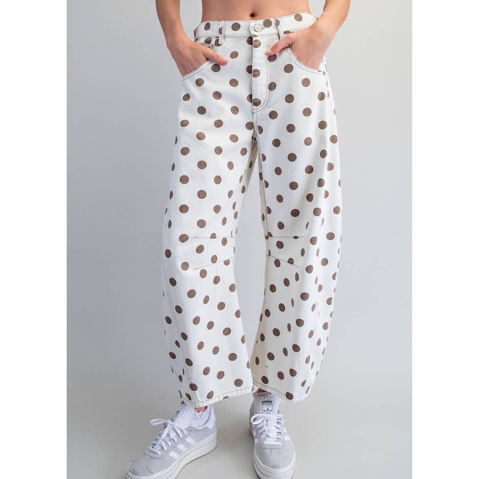 Mineral Washed Polka Dot Barrel Pants