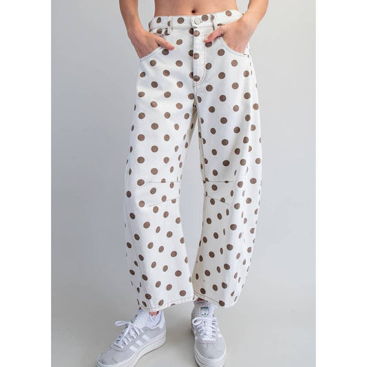 Mineral Washed Polka Dot Barrel Pants