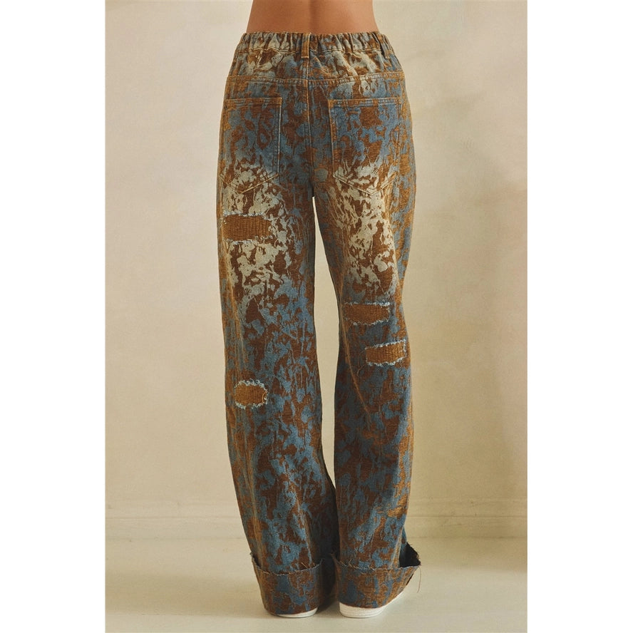 Burn out, distressed wide leg Jean