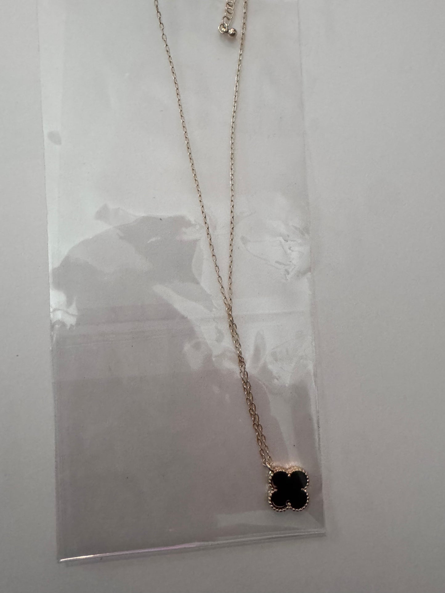 Goldtone Black Flower Necklace