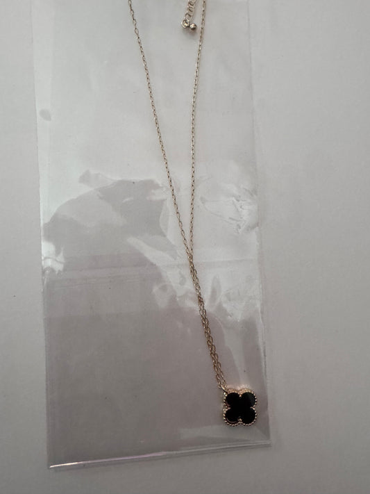 Goldtone Black Flower Necklace