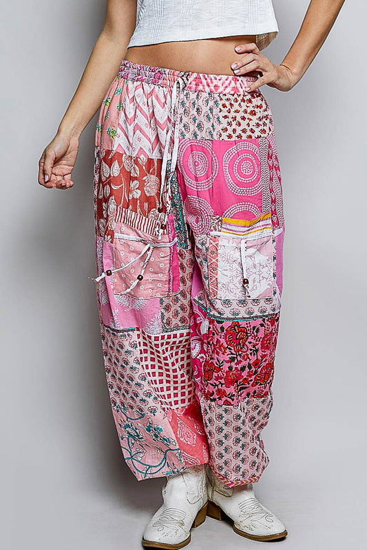 One-of-a-Kind Boho Printed Woven Jogger Pants