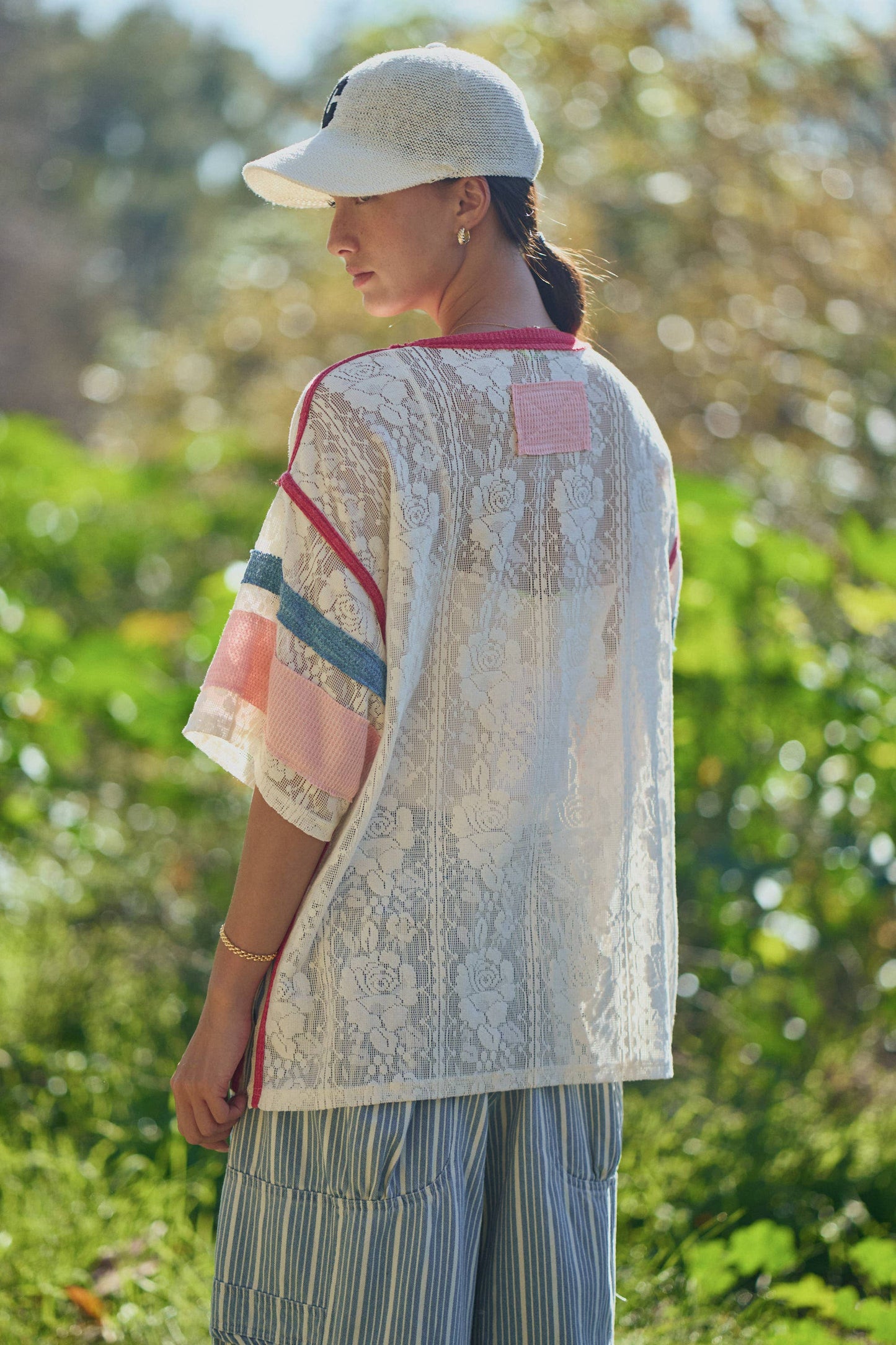 USA PATCHWORK LACE TOP WITH INNER TANK TOP