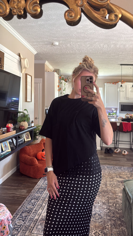 Black Lace Siding Tee