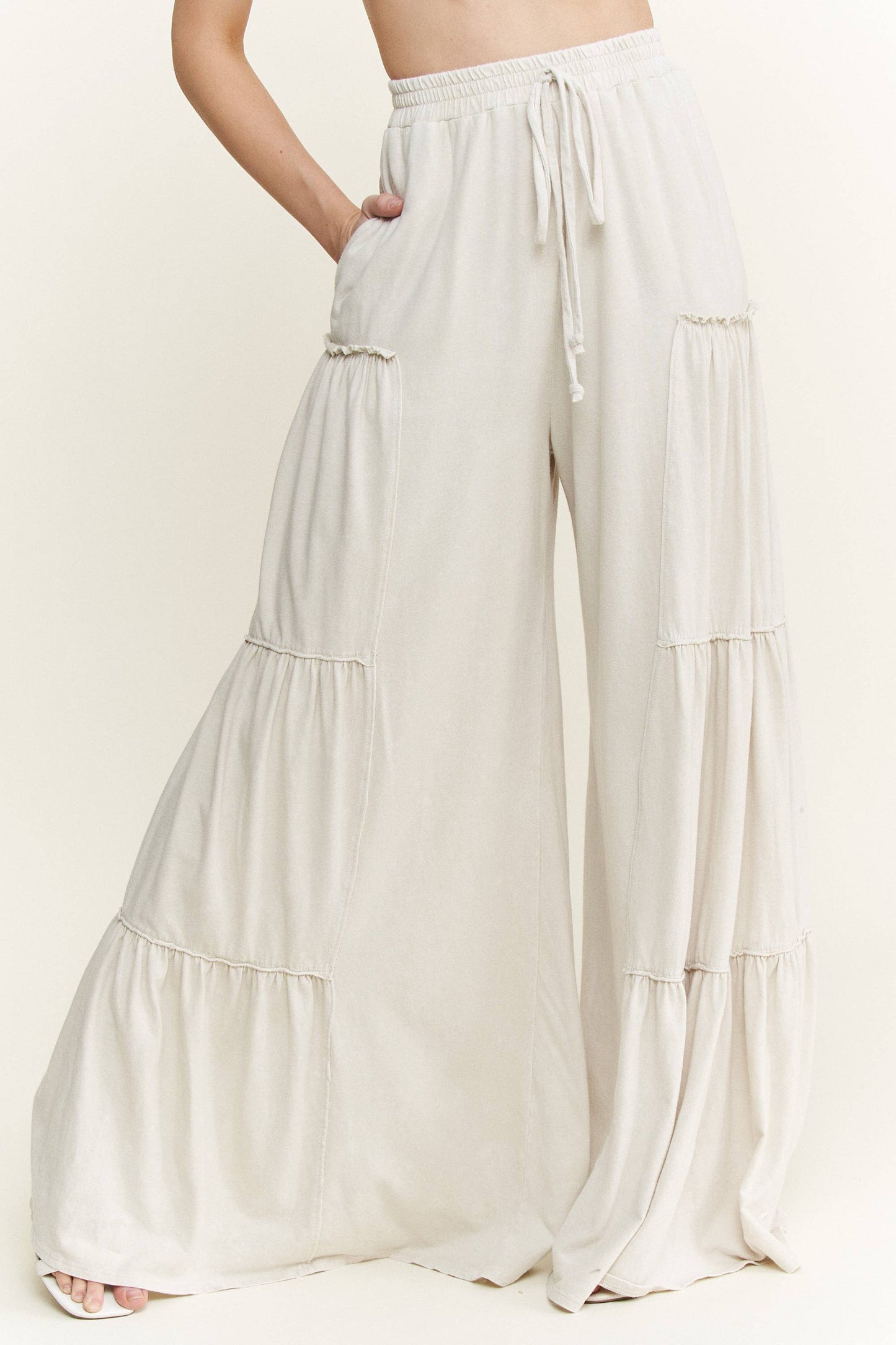 Mineral Washed Tiered Wide Leg Pants HP5033P1