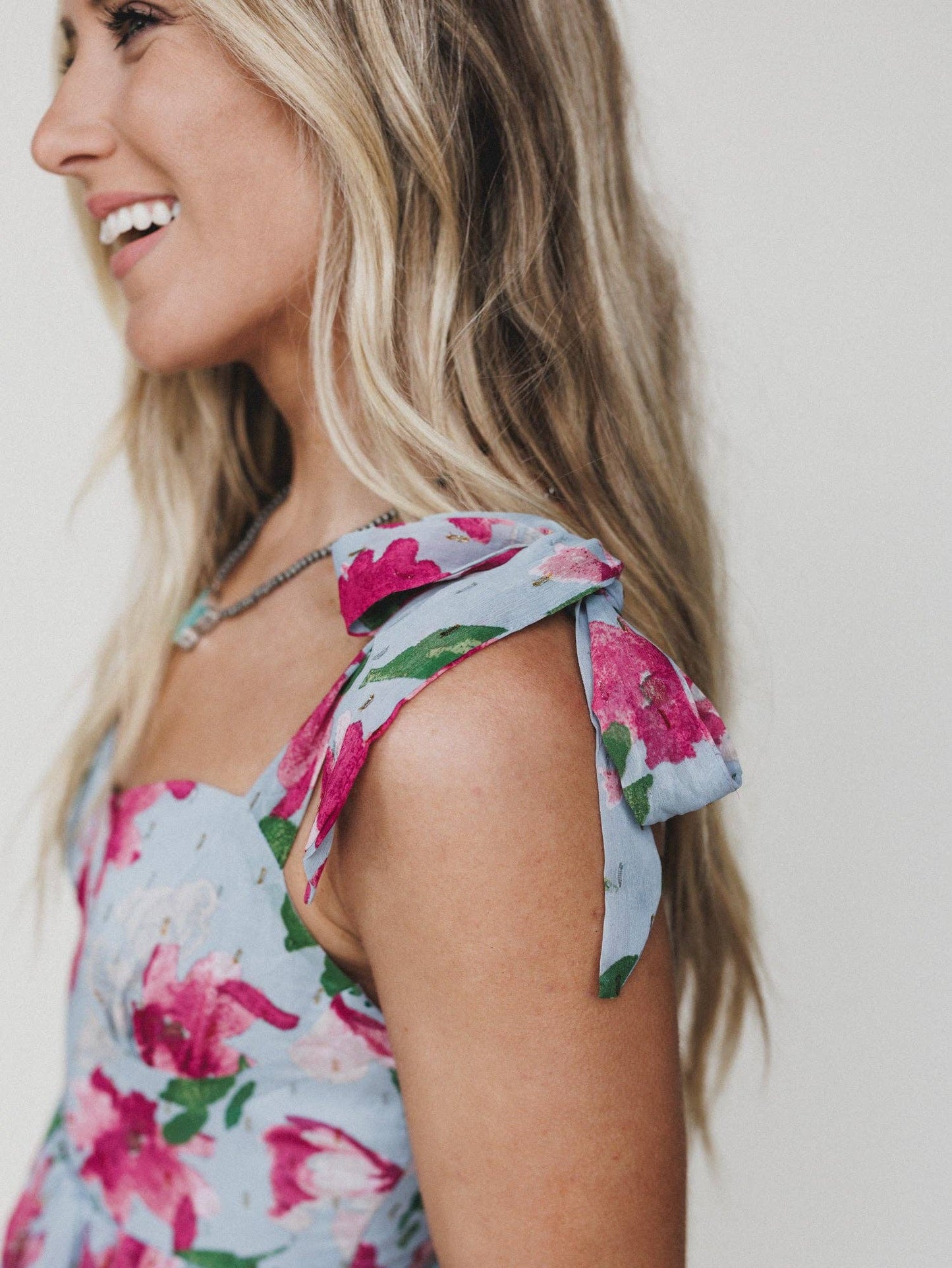 Lila Bloom Maxi Dress - Dusty Blue