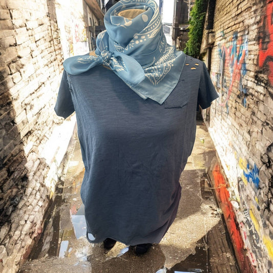 Navy Rip Tattered Shirt
