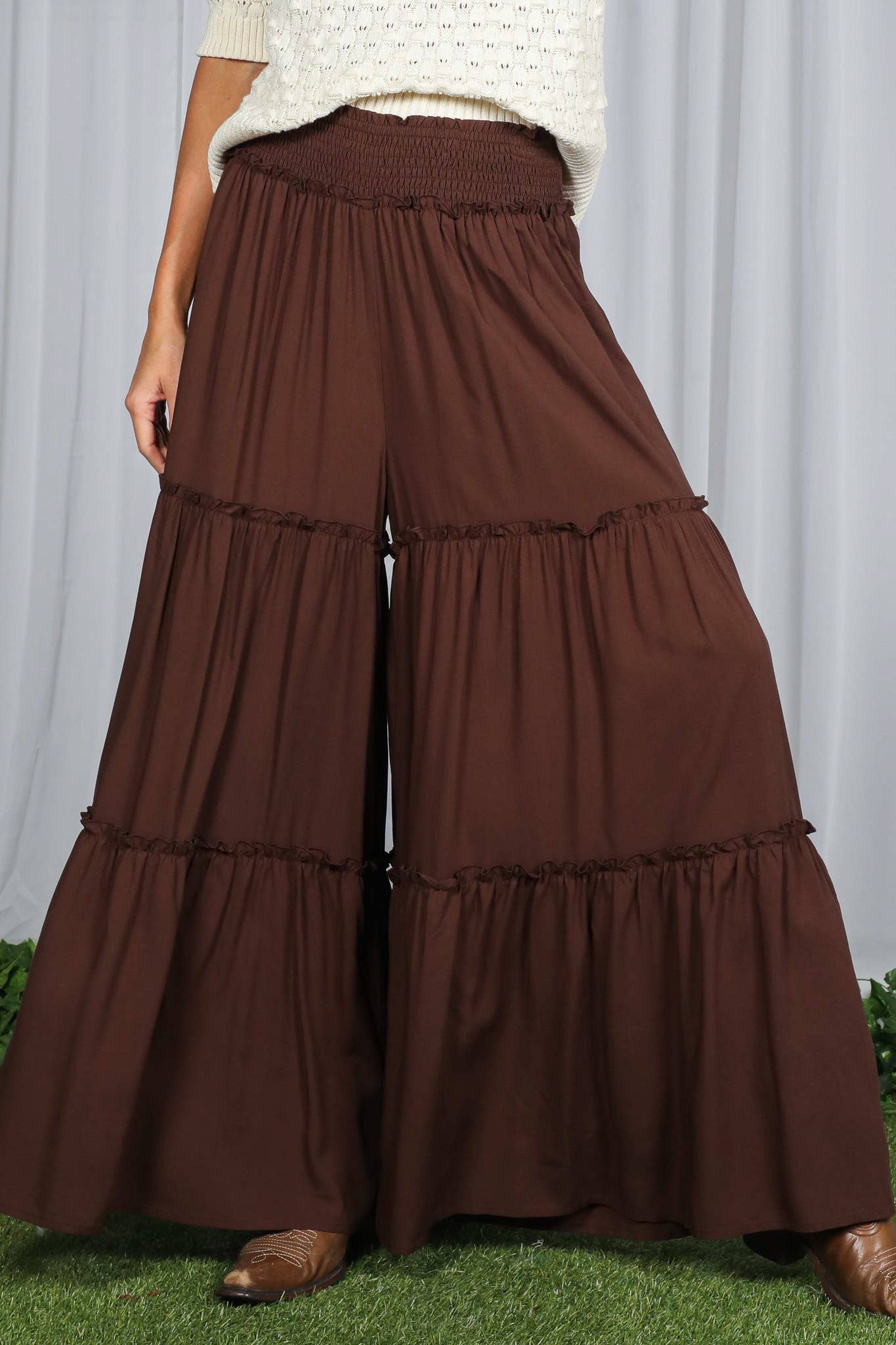 Maxi Tiered  Wide Leg Beach Palazzo Pants VP73052