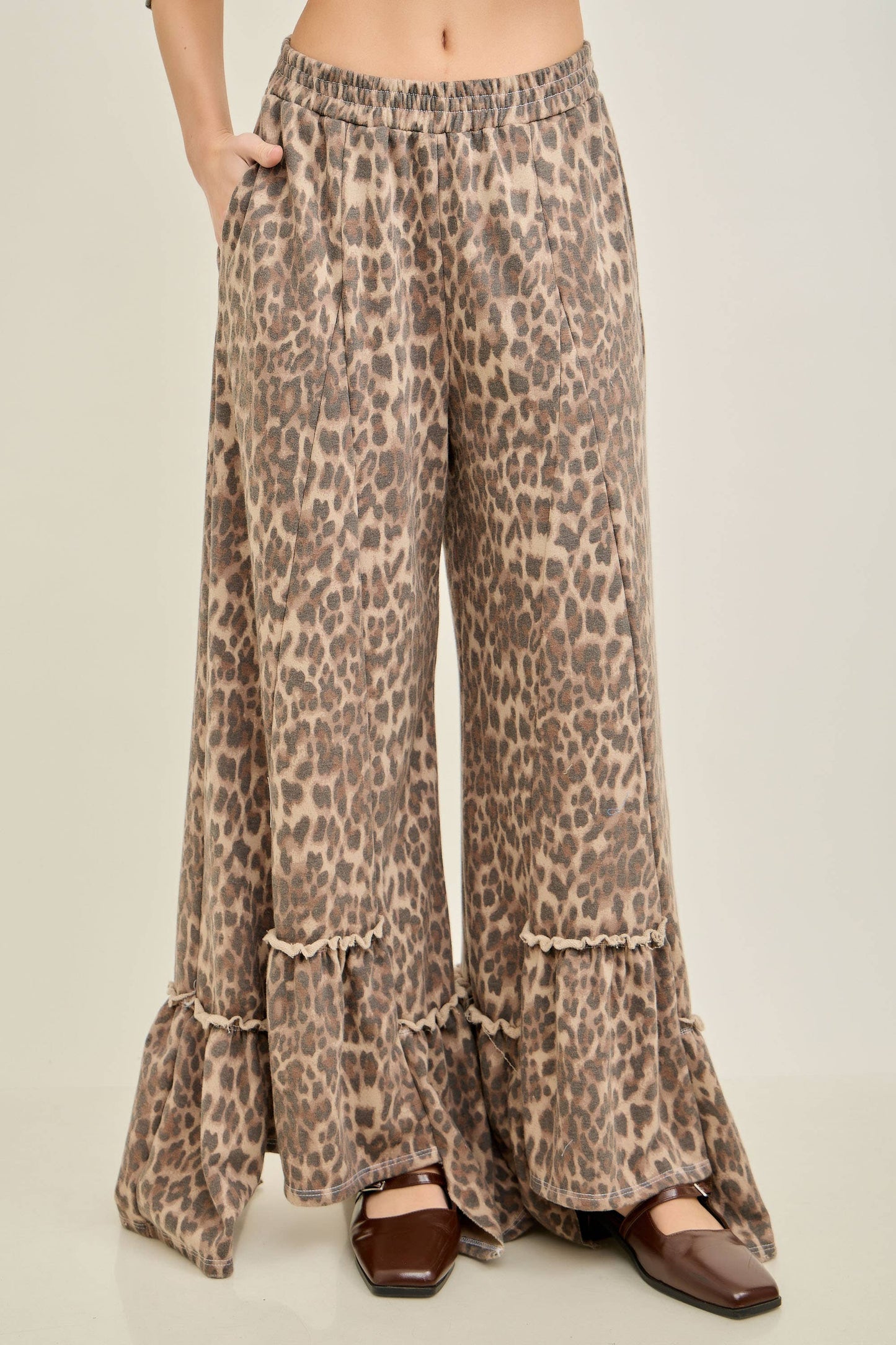 Animal Leopard Cheetah print Tiered Skirt Pants HP6739P1