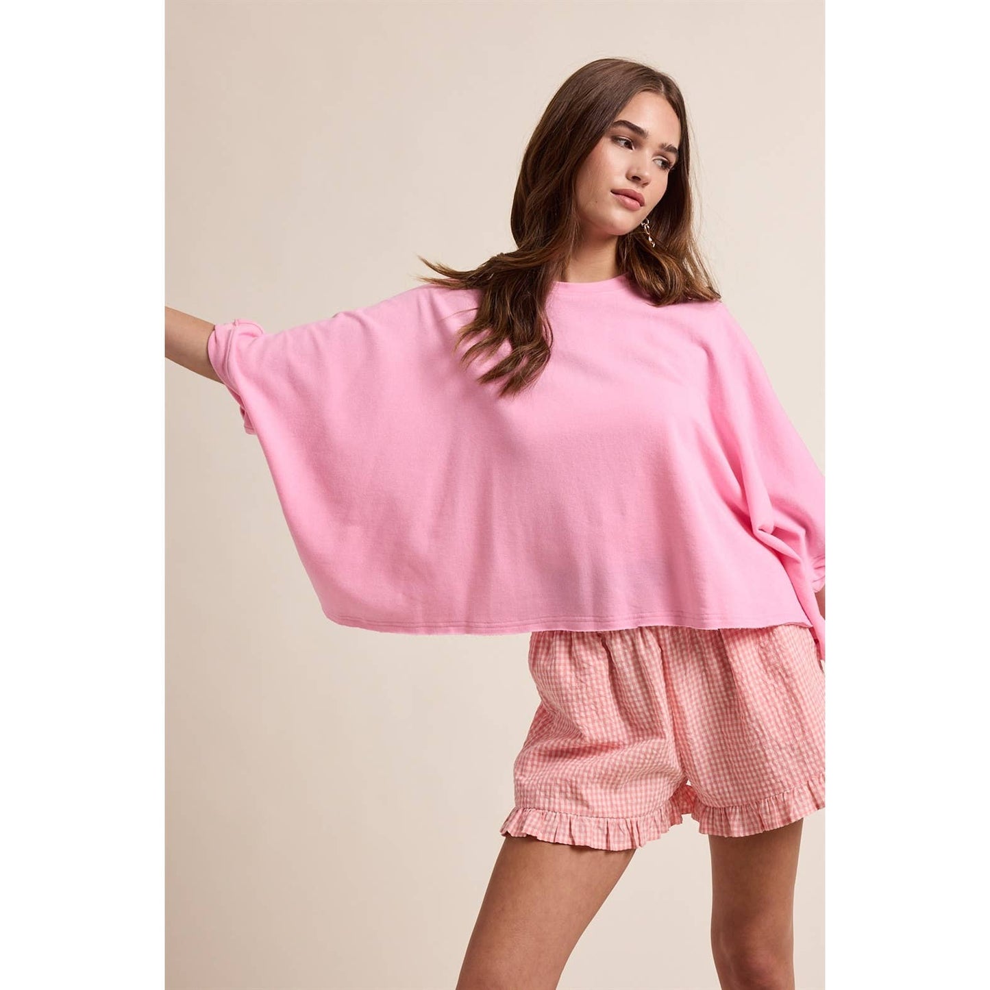 OVERSIZED RELAXED CROP KNIT TOP / WL25-12165