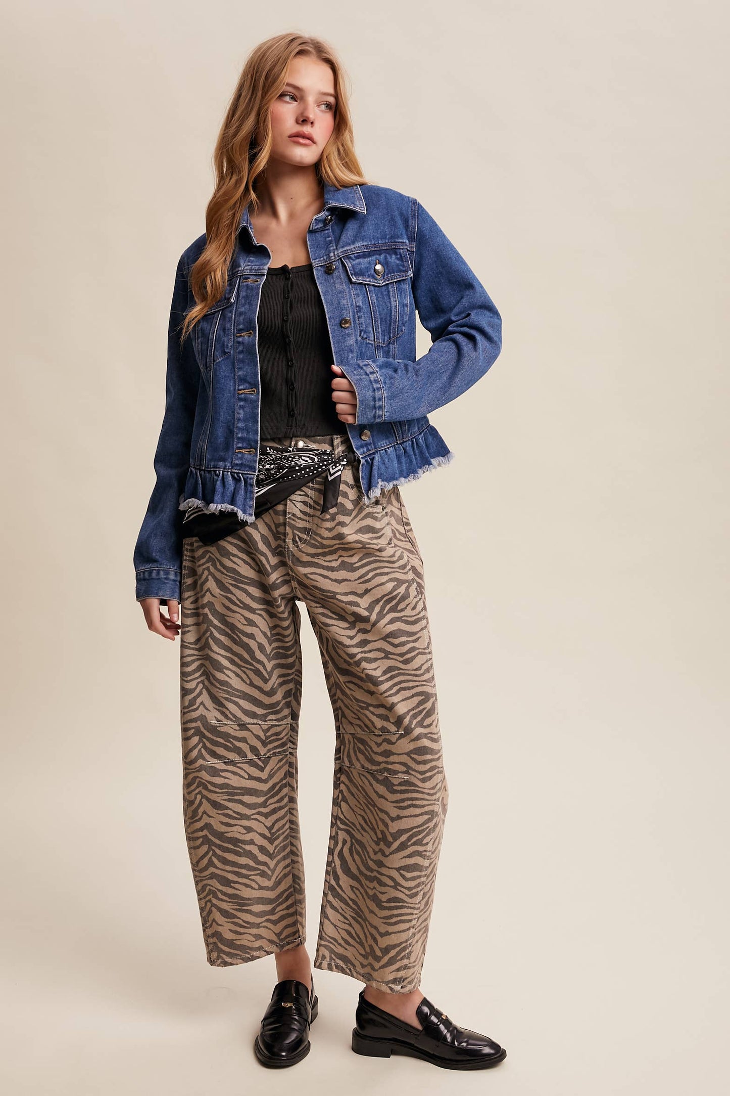 Ruffled Hem Denim Jacket LJ0236