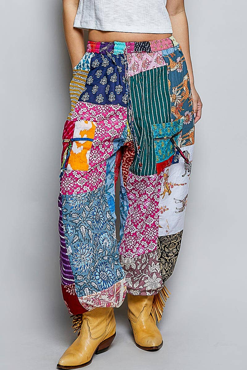 One-of-a-Kind Boho Printed Woven Jogger Pants