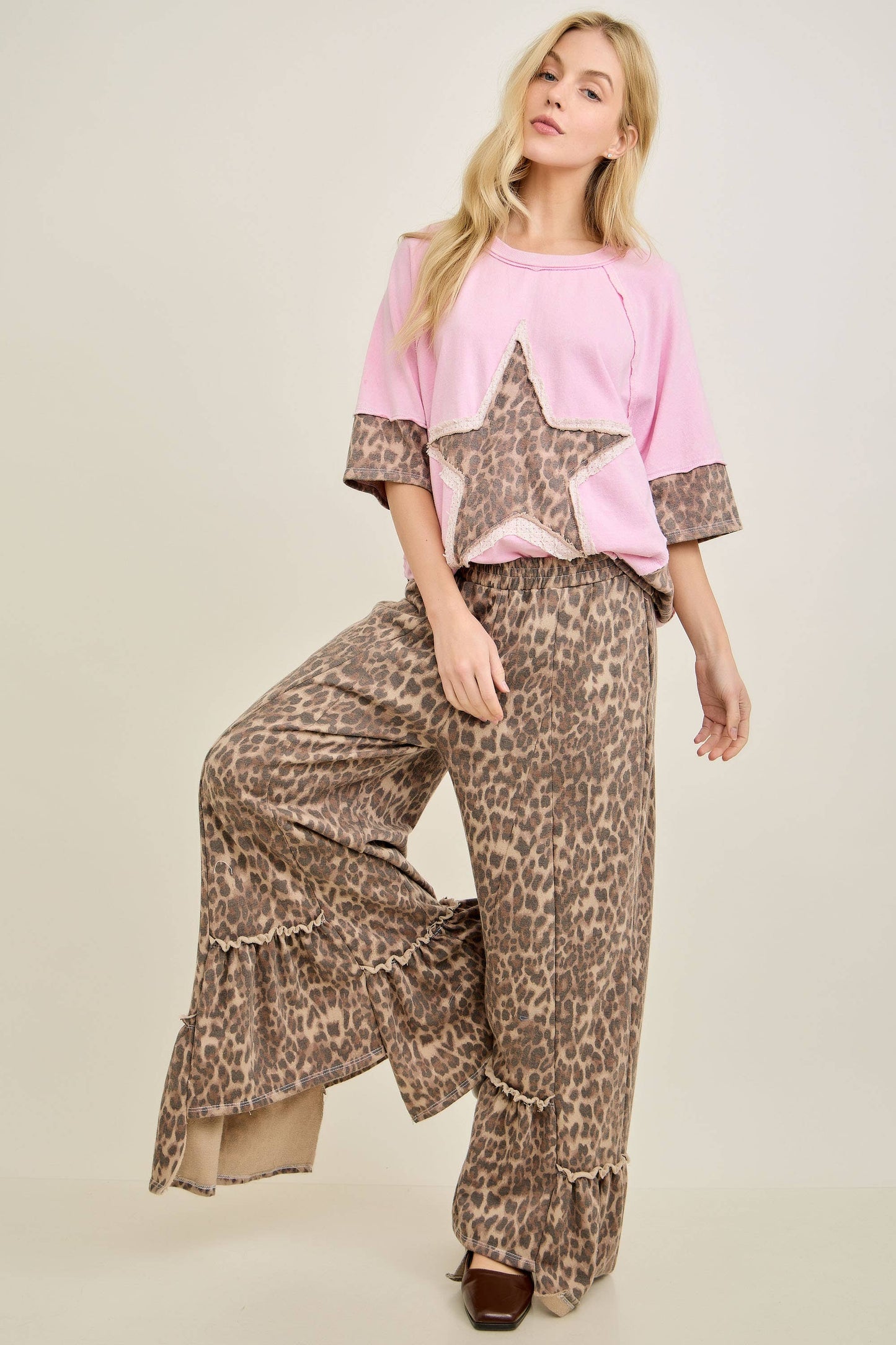 Animal Leopard Cheetah print Tiered Skirt Pants HP6739P1