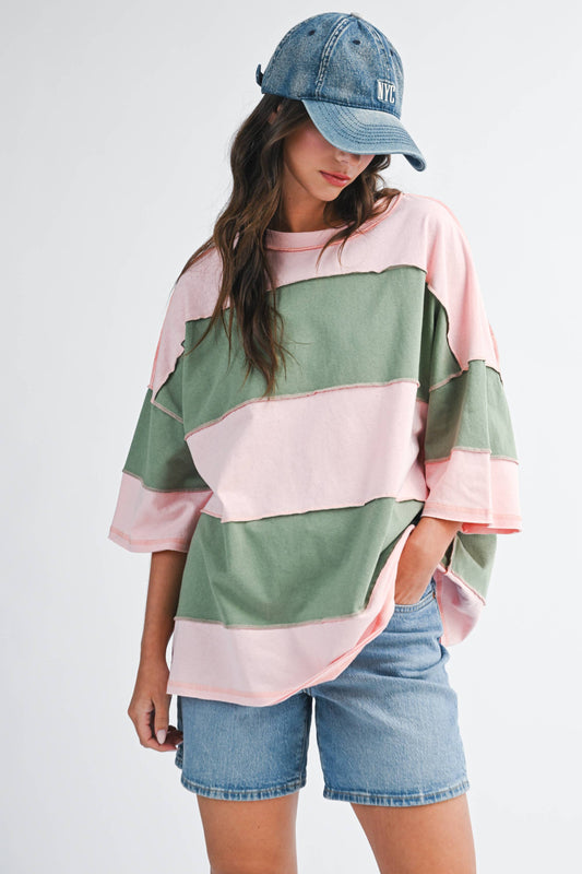 8417FN Polly Color Block Top