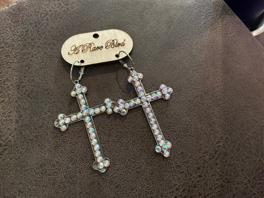 Rhinestone Cross Earrings