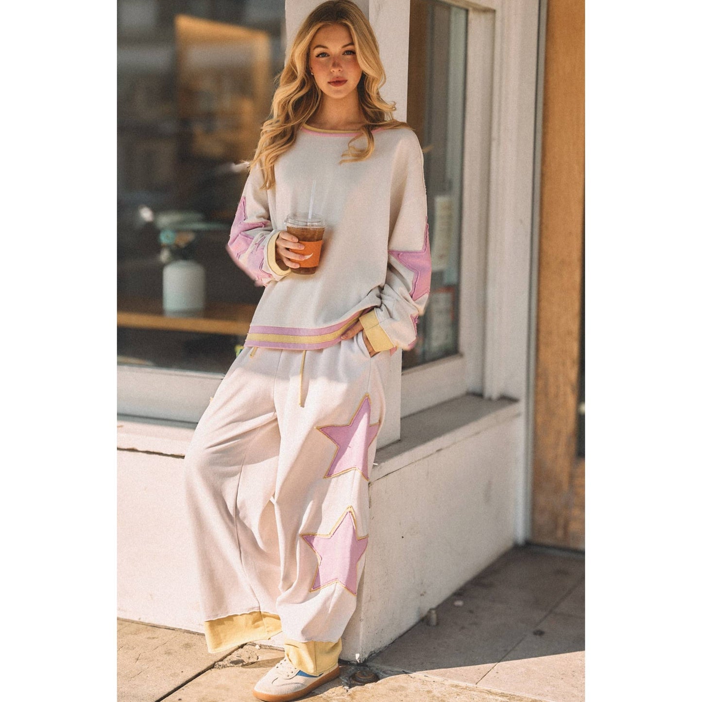 STAR PATCH WIDE-LEG LOUNGE PANTS (SP7795)