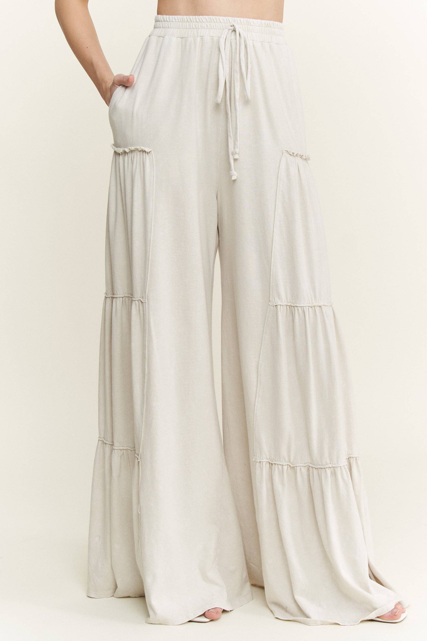 Mineral Washed Tiered Wide Leg Pants HP5033P1