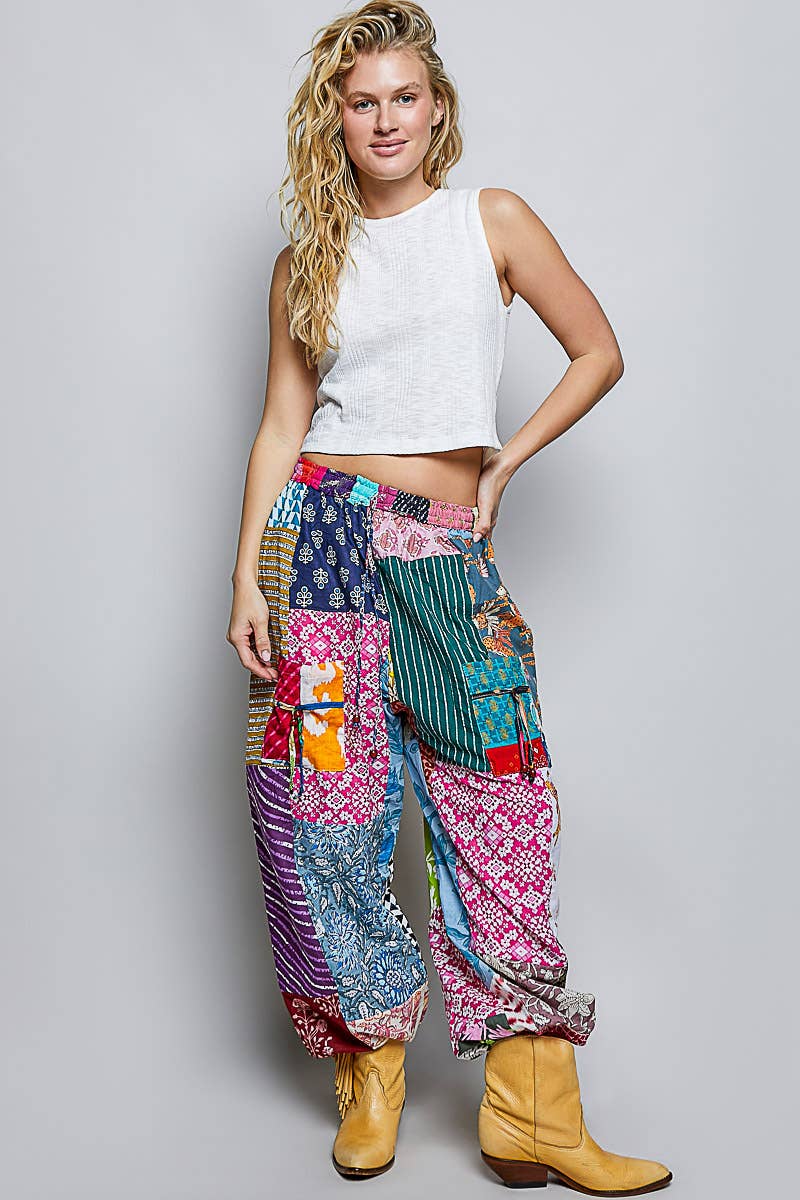 One-of-a-Kind Boho Printed Woven Jogger Pants