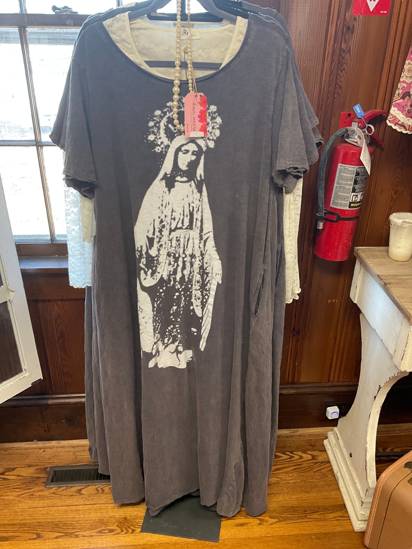 Blue velvet Mary maxi tshirt dress with pockets