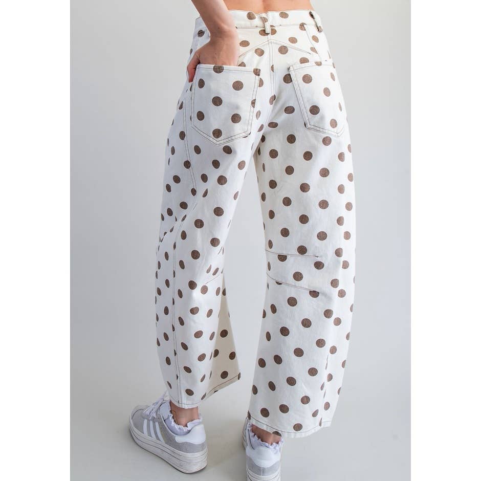 Mineral Washed Polka Dot Barrel Pants