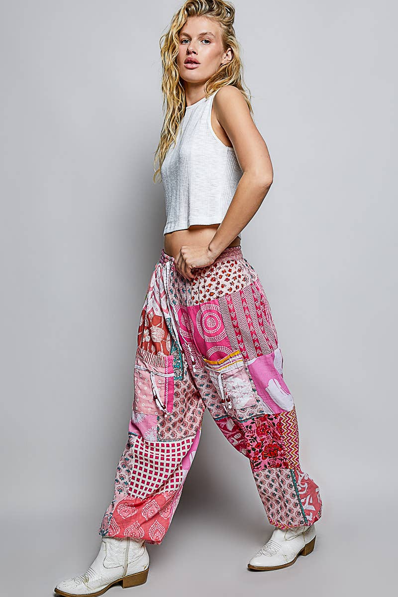 One-of-a-Kind Boho Printed Woven Jogger Pants